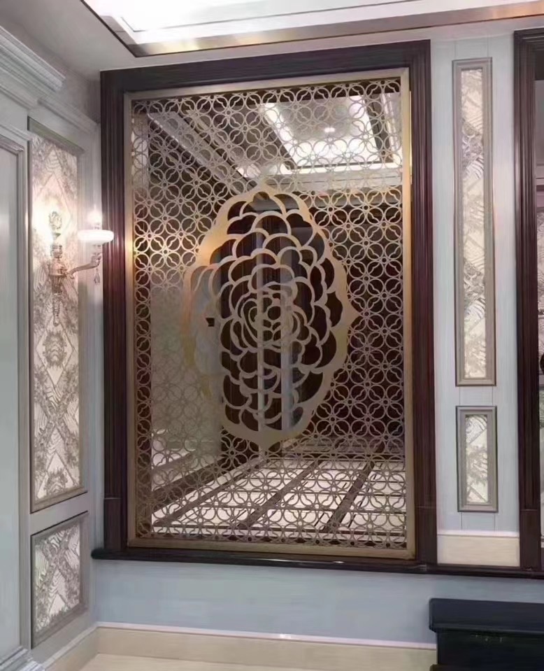 铝艺雕刻屏风 书房现代玄关 原来靠的是颜值 